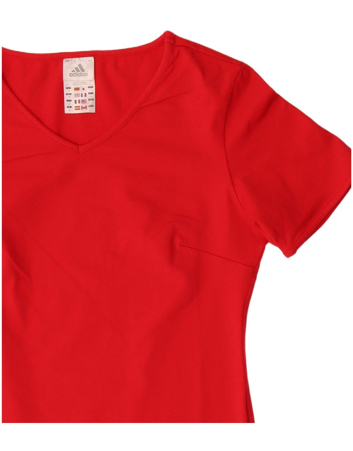 Adidas Dame T-Shirt Top UK 12 Medium Rød Polyester