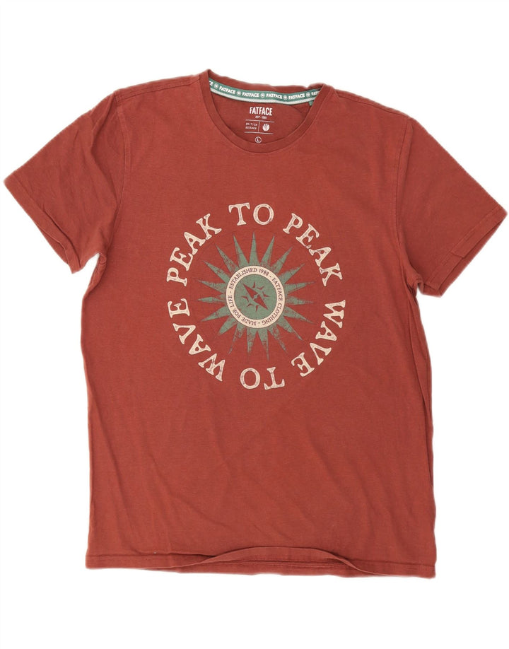 FAT FACE T-shirt grafica da uomo con vestibilità regolare, top grande in cotone rosso