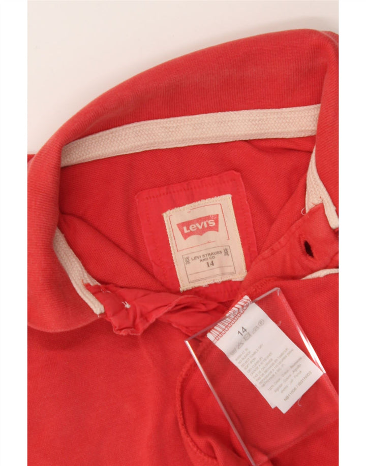 LEVI'S Boys Graphic Polo Shirt 13-14 Years Red Cotton Vintage Levi's and Second-Hand Levi's from Messina Hembry 