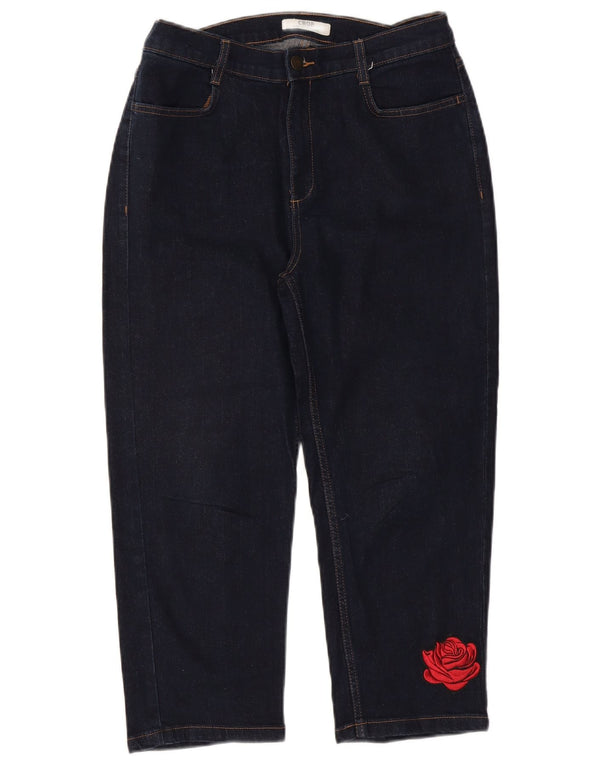 Marks & Spencer Vaqueros recortados gráficos para mujer UK 40 Large W32 L22 Azul marino