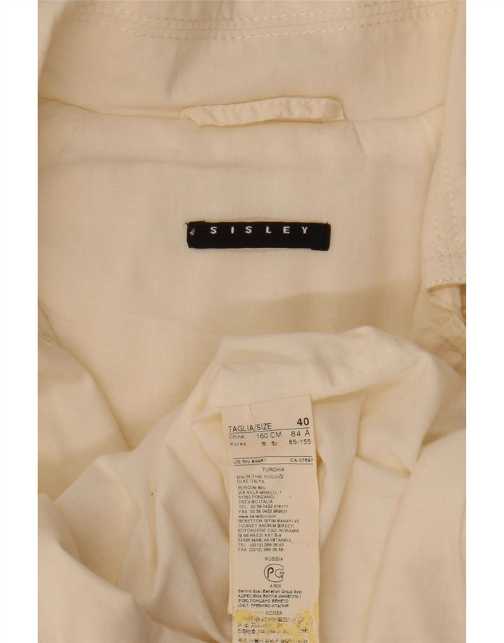 Sisley Womens Pea Coat IT 40 Small Off White Cotton