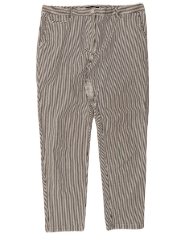 Marks & Spencer Damen Chinohose UK 16 Large W36 L28 Weiß gestreift