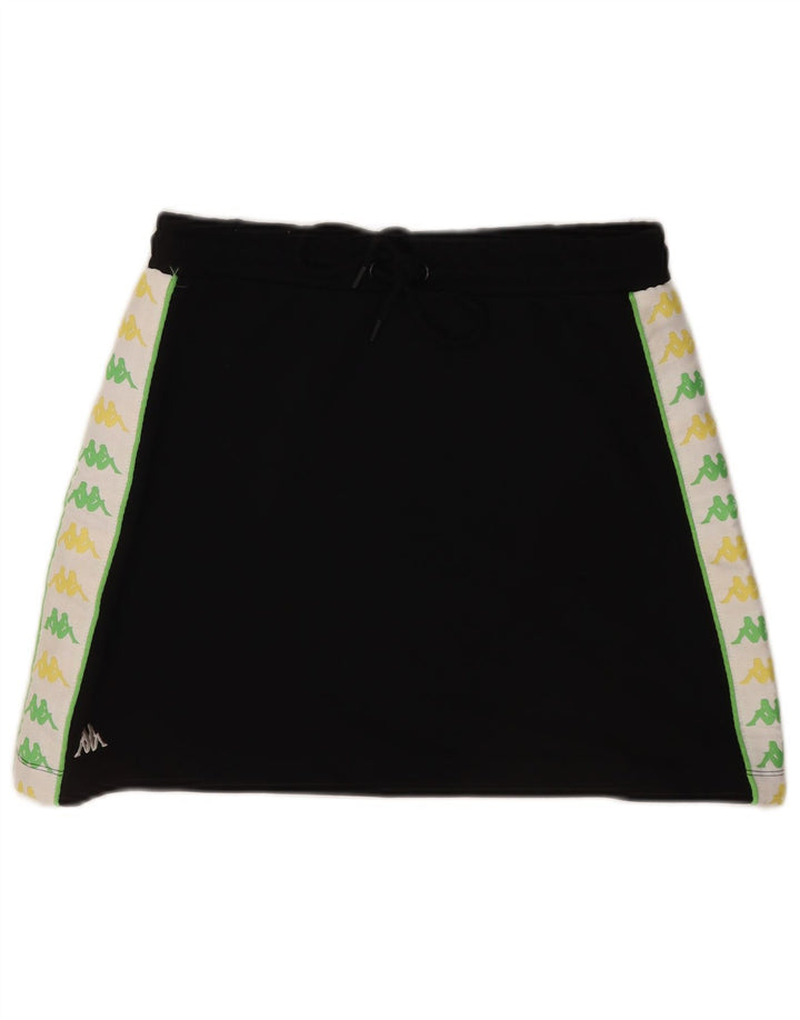 Kappa Womens Graphic Skirt UK 14 Medium Black Colourblock Cotton