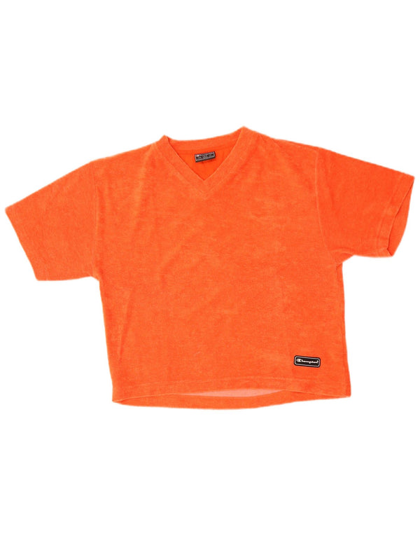 Champion Womens Velvet T-Shirt Top UK 16 Large Orange Polyester