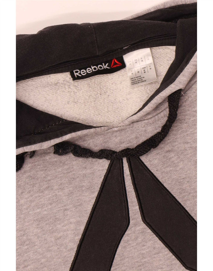 Reebok Mens Graphic Hoodie Jumper Medium Grey Cotton