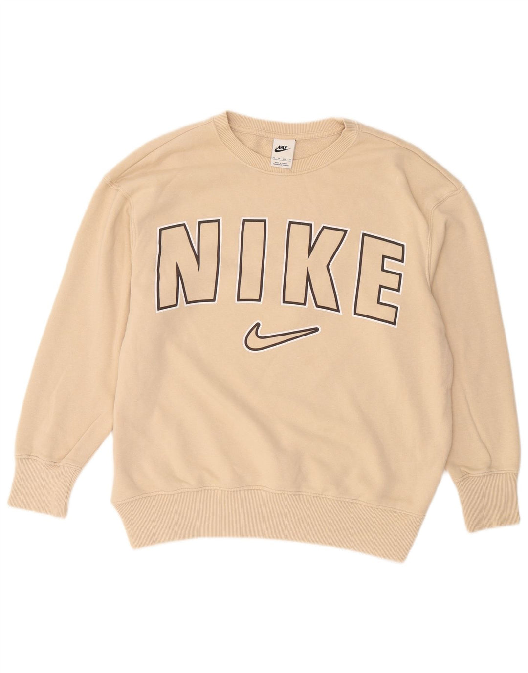 Nike Mens Graphic Sweatshirt Jumper XS Beige Cotton