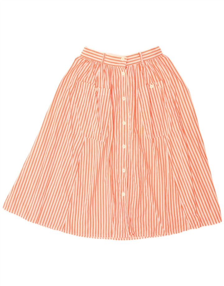 Cartoon Womens Midi Skirt EU 40 Medium W28 Orange Striped