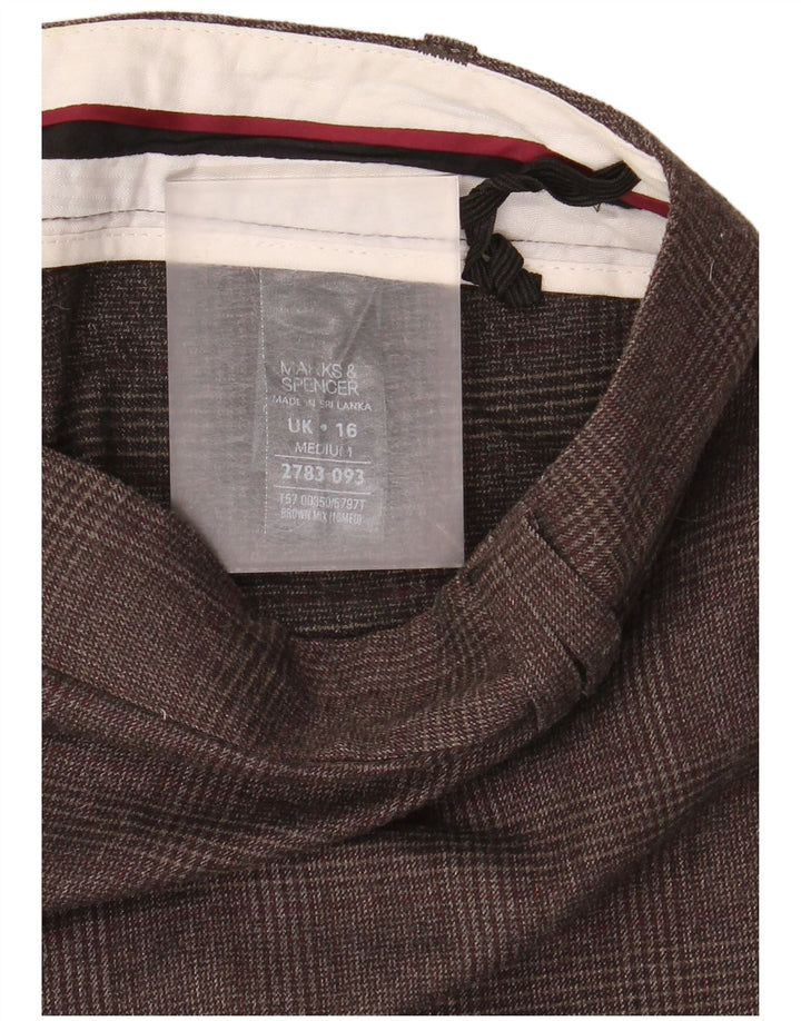 Marks & Spencer Womens Suit Trousers UK 16 Large W38 L29 Brown Check