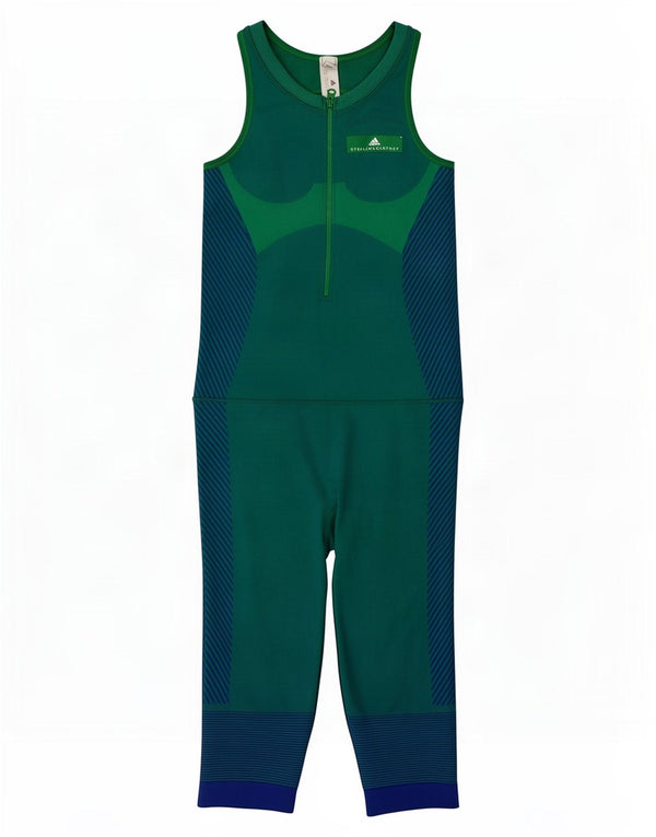 Adidas Womens Sleeveless Jumpsuit UK 8 Small Green Colourblock Nylon