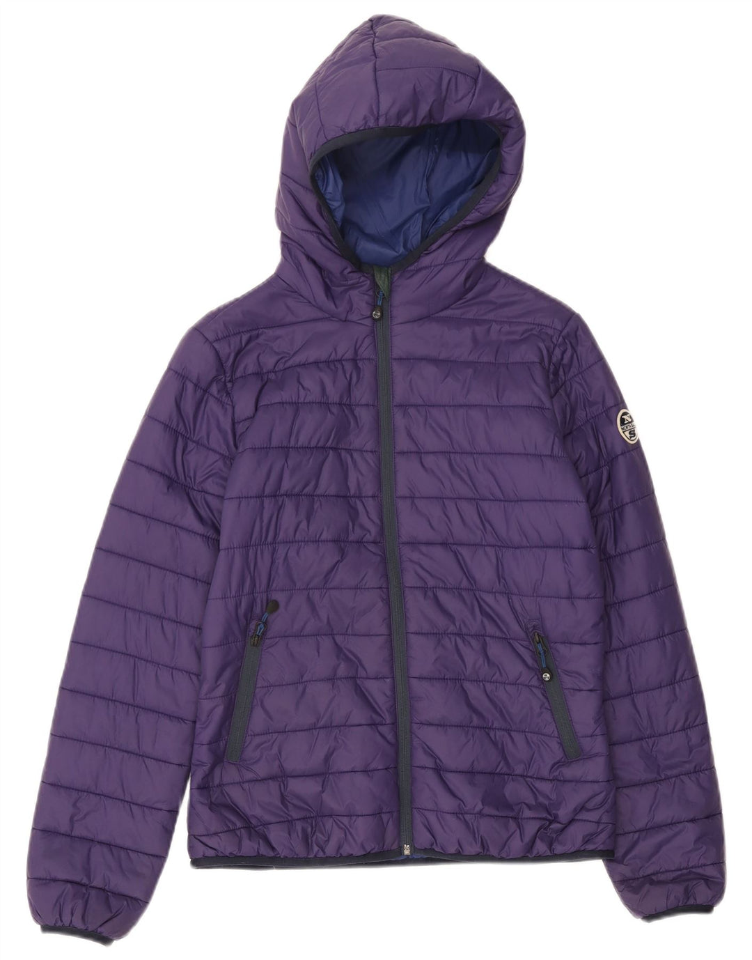 North Sails Dame hættepolstret jakke UK 14 Medium Lilla Nylon