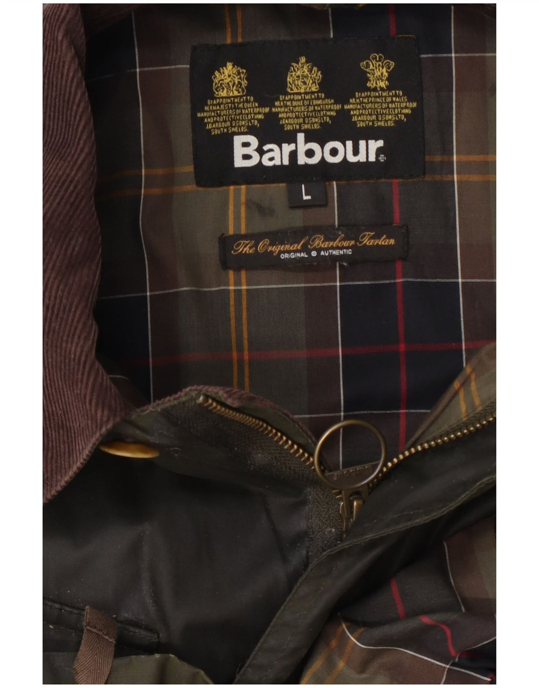 Barbour Mens Waxed Cotton Jacket UK 40 Large Khaki Colourblock
