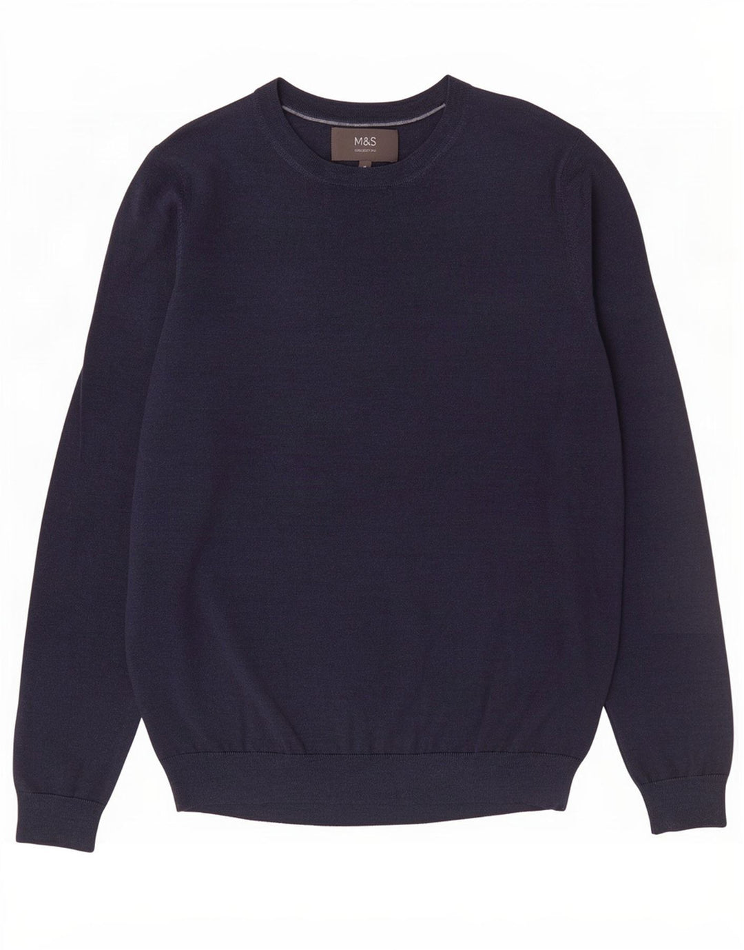 Marks & Spencer Maglione da uomo con scollo a barca Maglione medio in lana merino blu navy