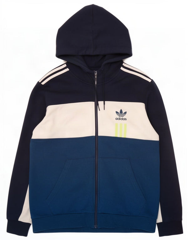Adidas Mens Zip Hoodie Sweater Large Multicolore Colourblock Polyester