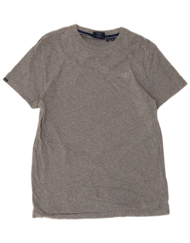 SUPERDRY Womens T-Shirt Top UK 12 Medium Grey Cotton