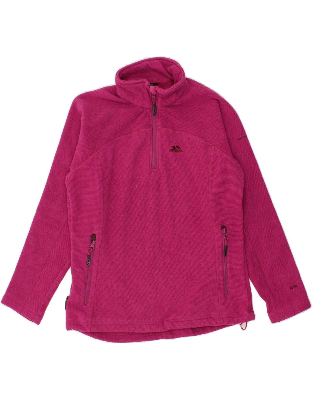TRESPASS Womens Zip Neck Fleece Jumper UK 14 Medium Pink Polyester Vintage Trespass and Second-Hand Trespass from Messina Hembry 