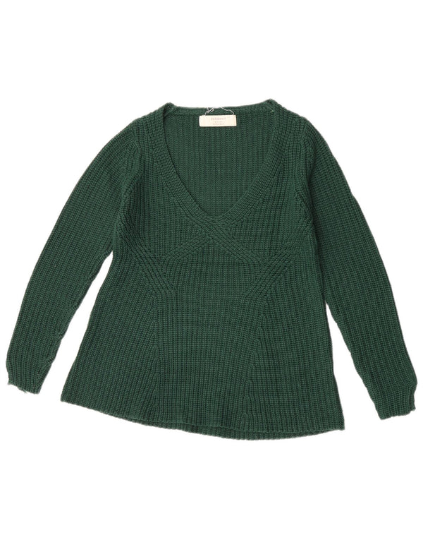 Zara Γυναικείο πουλόβερ με λαιμόκοψη UK 10 Small Green
