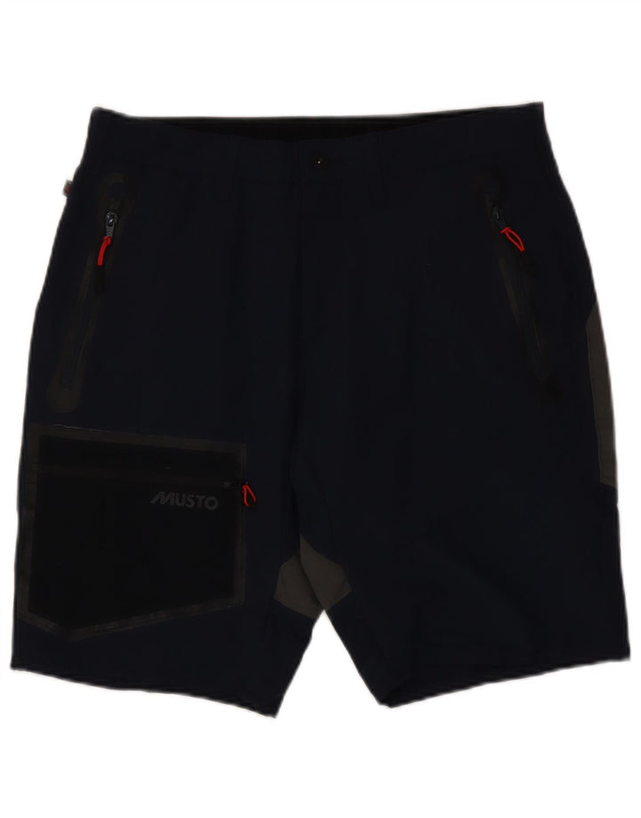 Musto Mens Cargo Shorts W32 Medium  Navy Blue Colourblock Polyamide