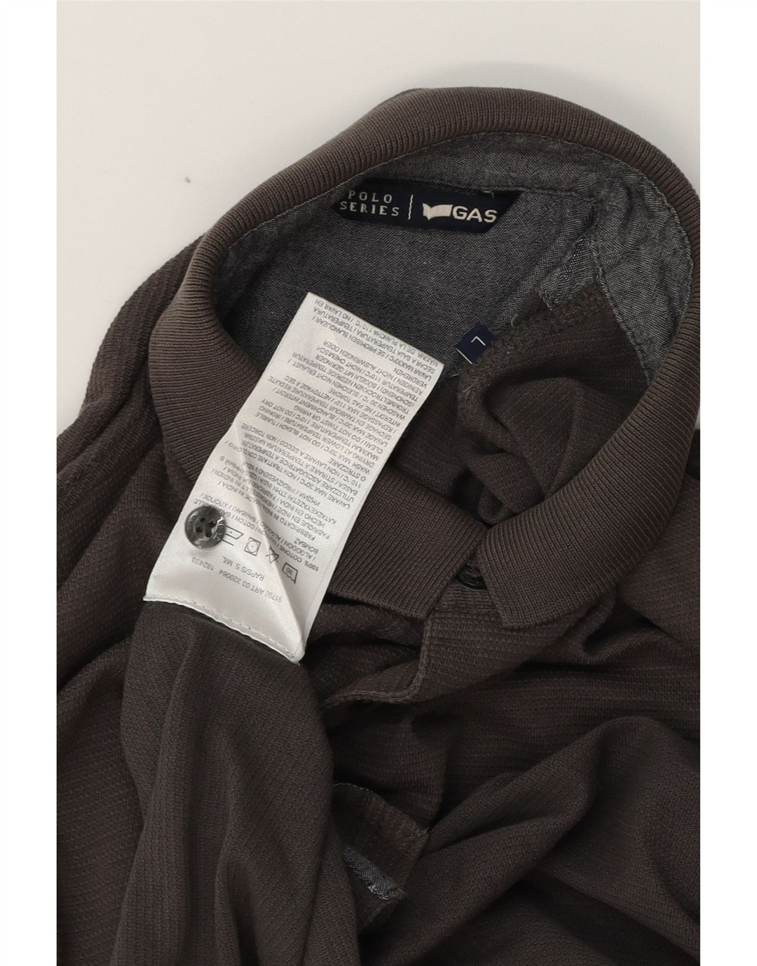 GAS Mens Long Sleeve Polo Shirt Large Grey Cotton