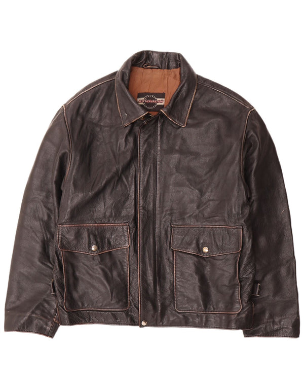 Vintage Herren Lederjacke IT 50 Large Schwarz
