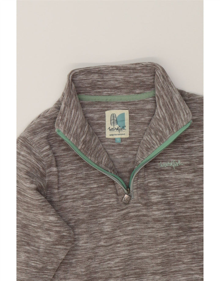 WEIRD FISH Womens Zip Neck Fleece Jumper UK 12 Medium Grey Flecked Vintage Weird Fish and Second-Hand Weird Fish from Messina Hembry 