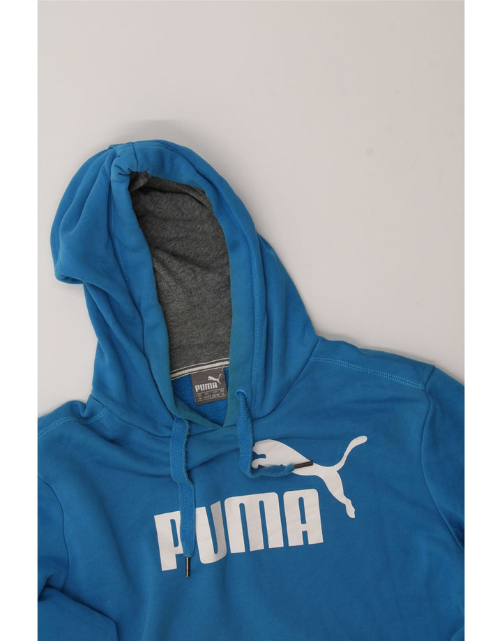 PUMA Mens Graphic Hoodie Jumper Medium Blue Cotton Vintage Puma and Second-Hand Puma from Messina Hembry 