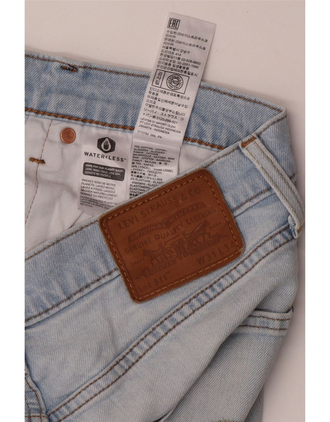Levi's Mens 511 Slim Jeans W31 L34 Blue Cotton