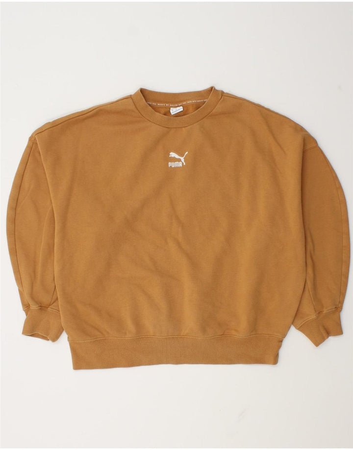 Puma Dame Oversized Sweatshirt Jumper UK 14 Medium Brun Bomuld