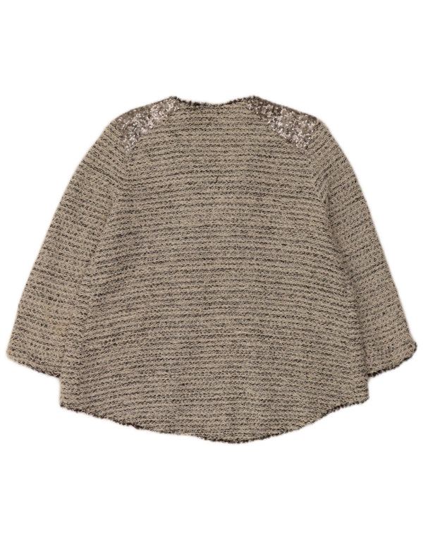 Zara Womens Cardigan Sweater UK 14 Large Gris Coton
