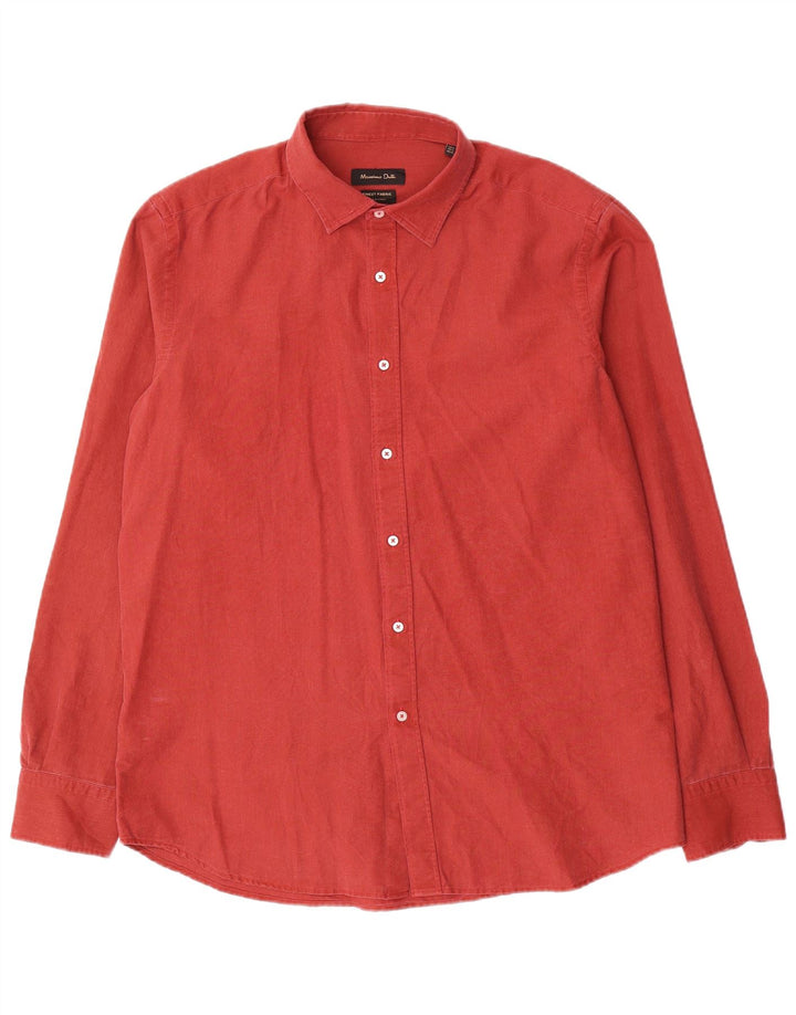 Massimo Dutti Mens Shirt XL Red Cotton