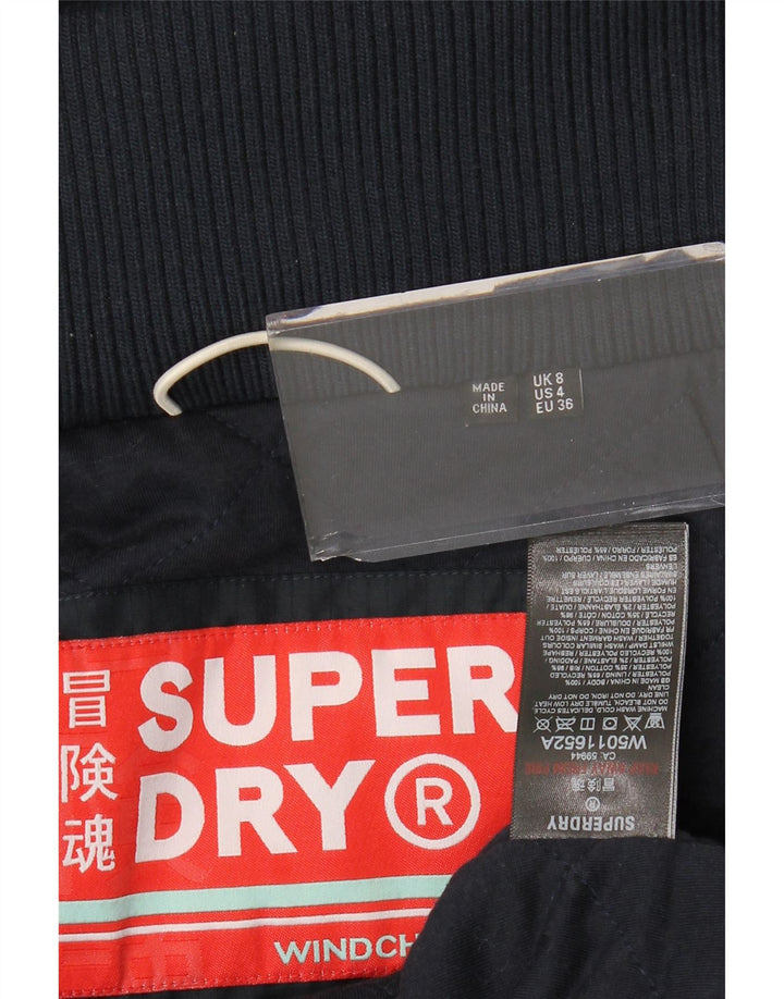SUPERDRY Womens Graphic Hooded Windbreaker Jacket UK 8 Small Navy Blue