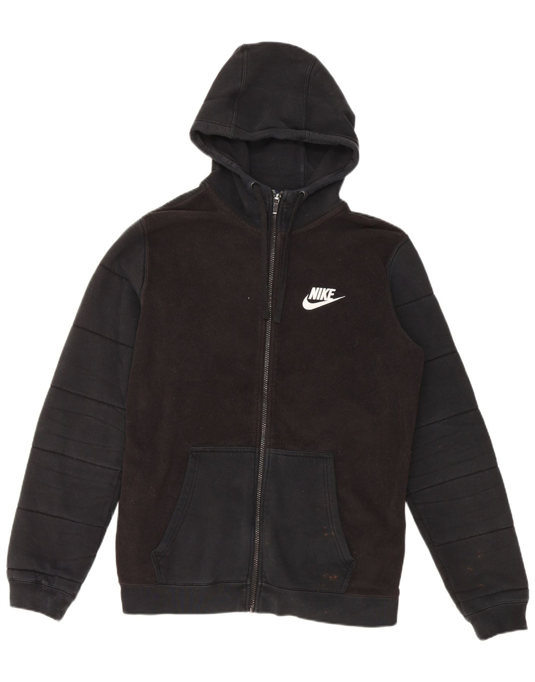 NIKE Mens Zip Hoodie Sweater Medium Black Cotton
