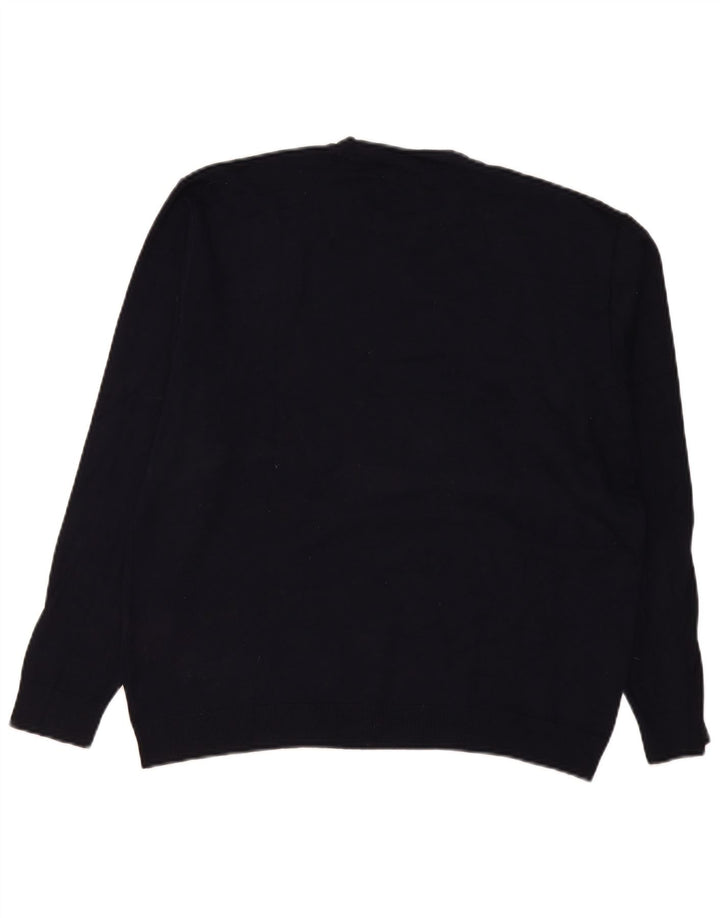 Zara Mens Crew Neck Jumper Sweater Medium Navy Blue Viscose