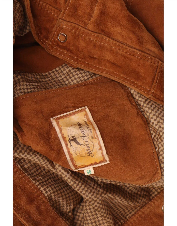 Vintage męska zamszowa kurtka bomber IT 50 duża brązowa skóra