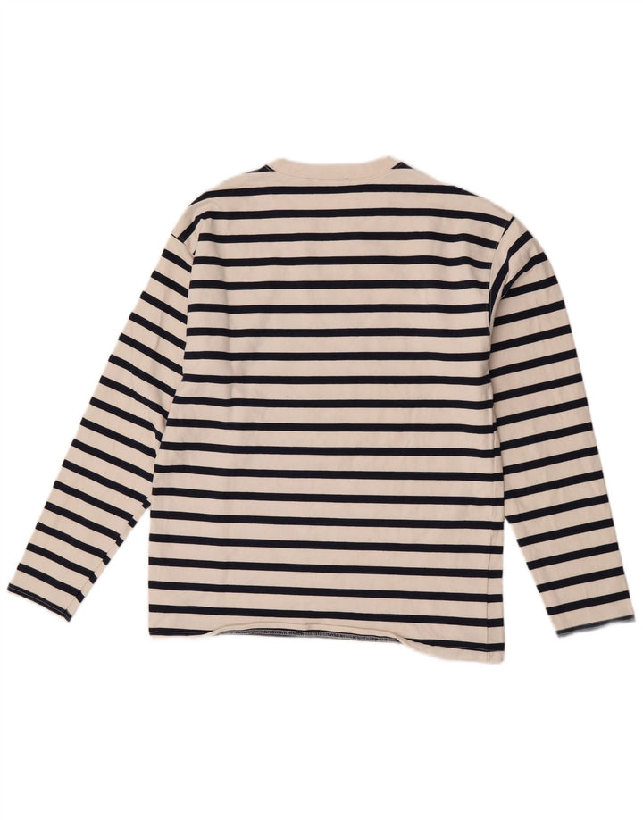 Zara Womens Top Long Sleeve UK 12 Medium White Striped