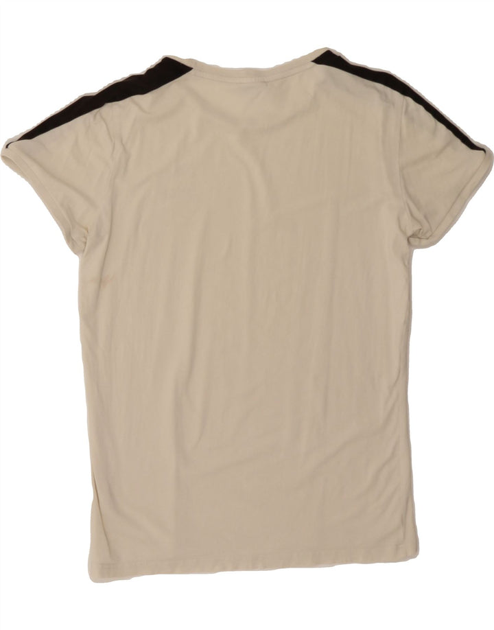 PUMA Womens T-Shirt Top UK 14 Medium Off White Colourblock Vintage Puma and Second-Hand Puma from Messina Hembry 