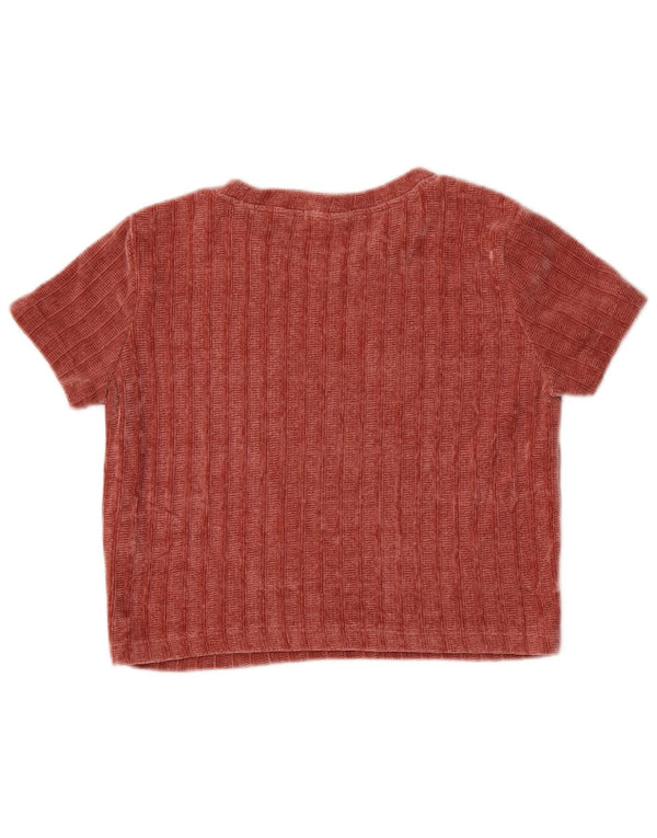 Zara ženska majica kratkih rukava Trafaluc Crop velur UK 12 srednje crveni poliester