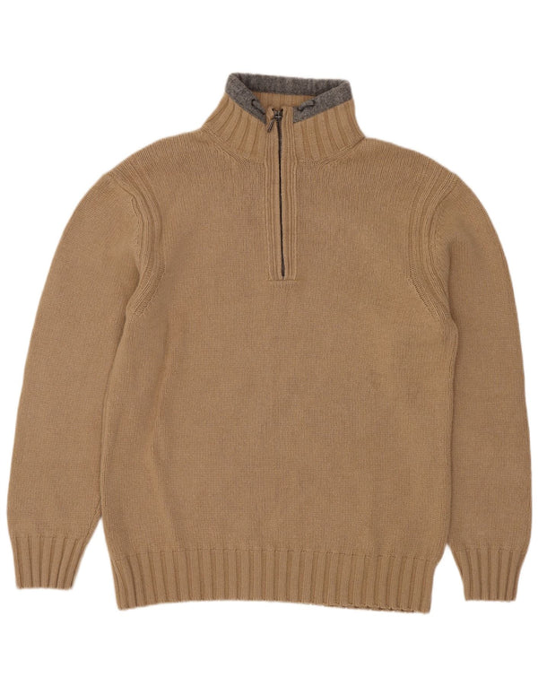 Marlboro Classics Herre Zip Neck Jumper Sweater Medium Beige
