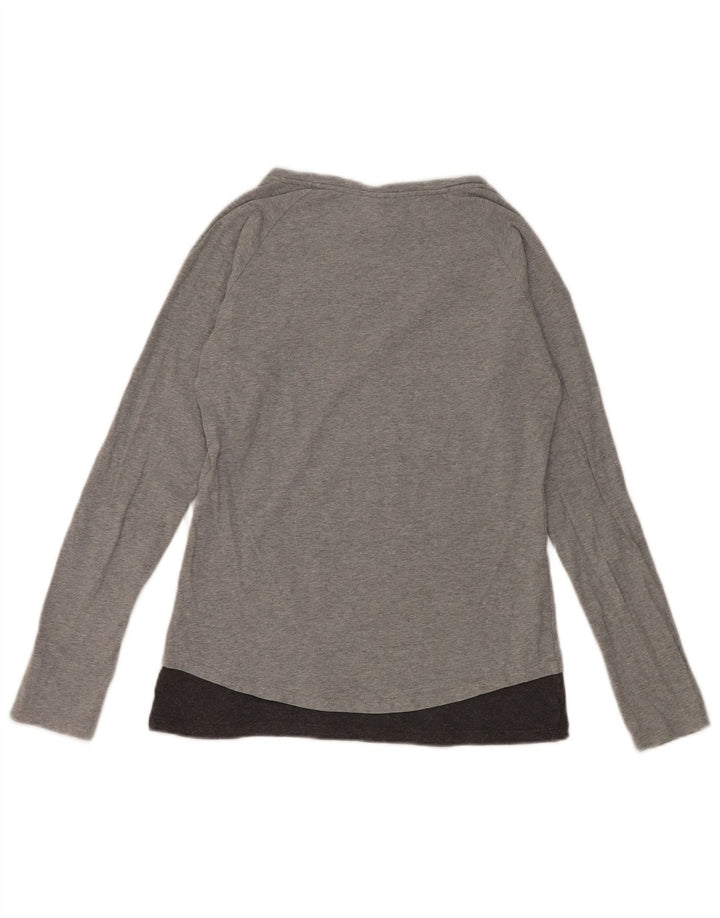 Champion Womens Heritage Fit Graphic Top Long Sleeve UK 12 Medium Grey