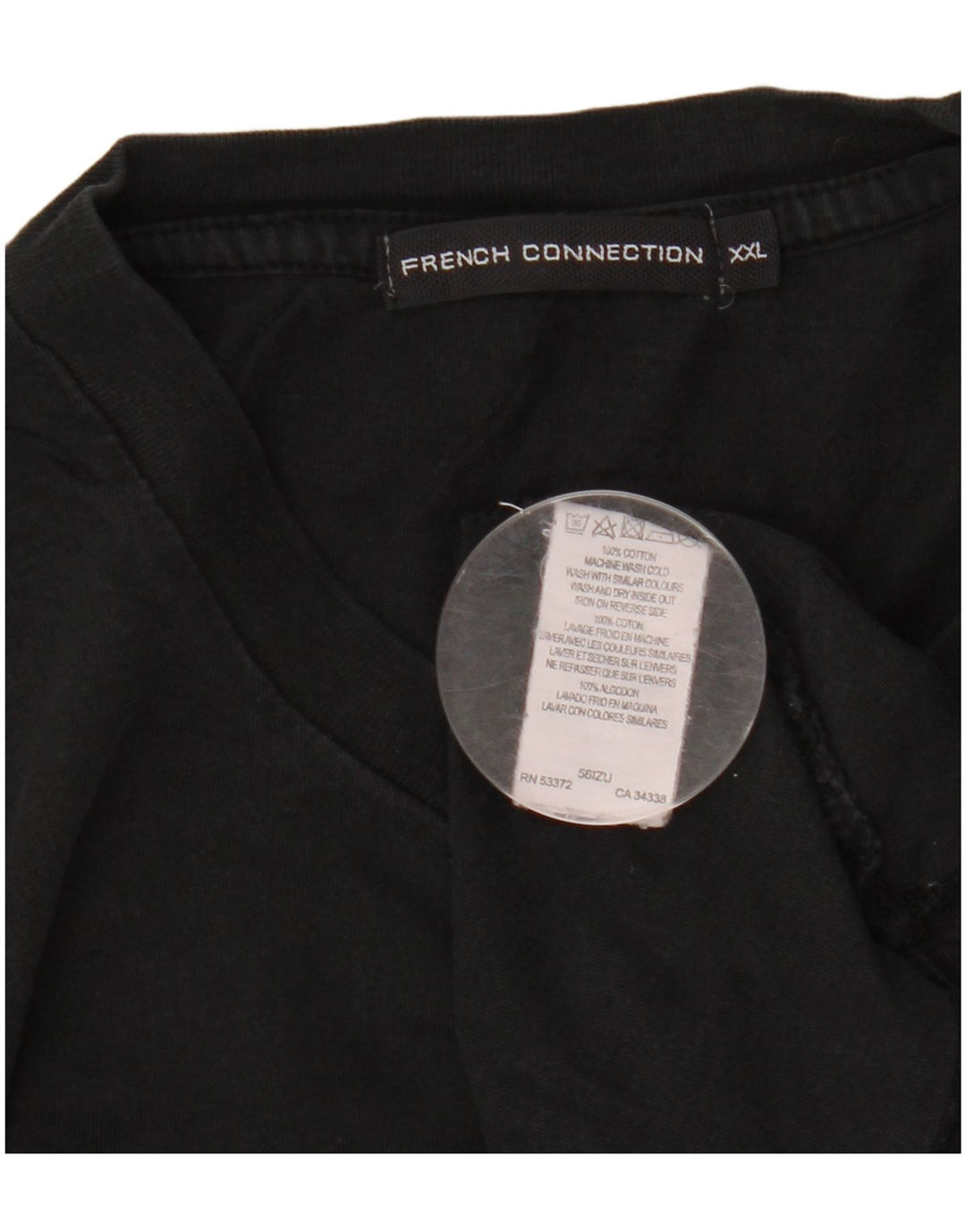 French Connection Mens Graphic T-Shirt Top 2XL Black Cotton