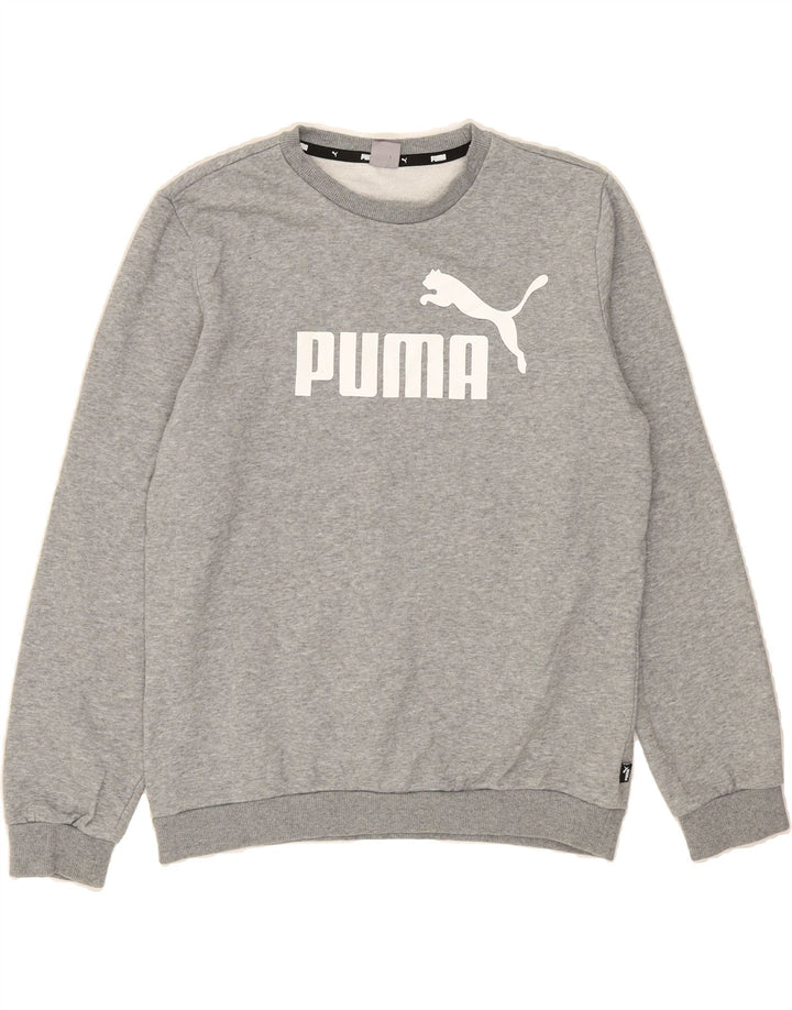 PUMA Boys Graphic Sweatshirt Jumper 15-16 Years  Grey Cotton Vintage Puma and Second-Hand Puma from Messina Hembry 