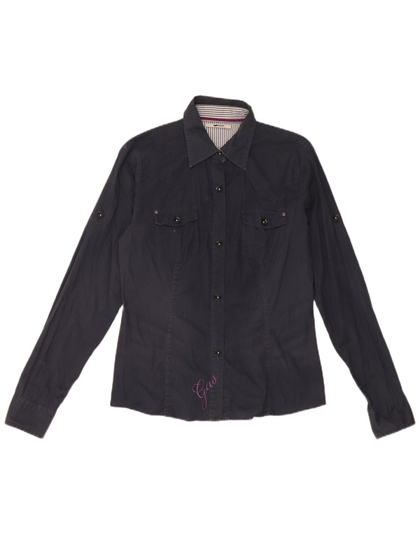 Gas Womens Shirt UK 12 Medium Navy Blue Cotton
