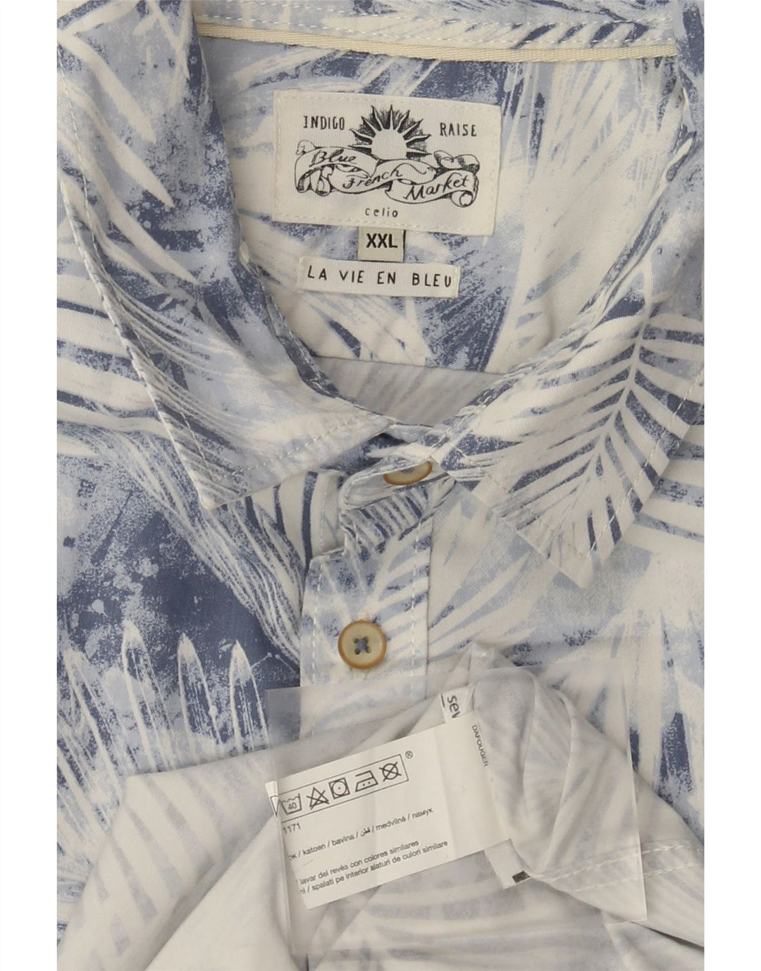 Celio Chemise à Manches Courtes Homme 2XL Bleu Floral Coton