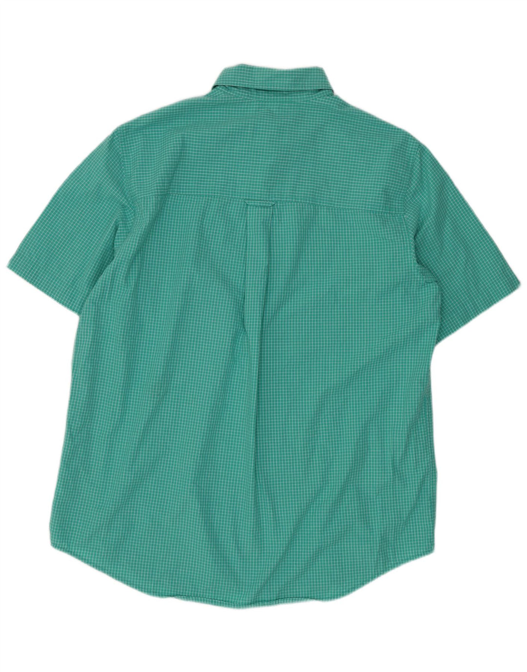 Chaps Mens Short Sleeve Shirt Medium Green Gingham Cotton