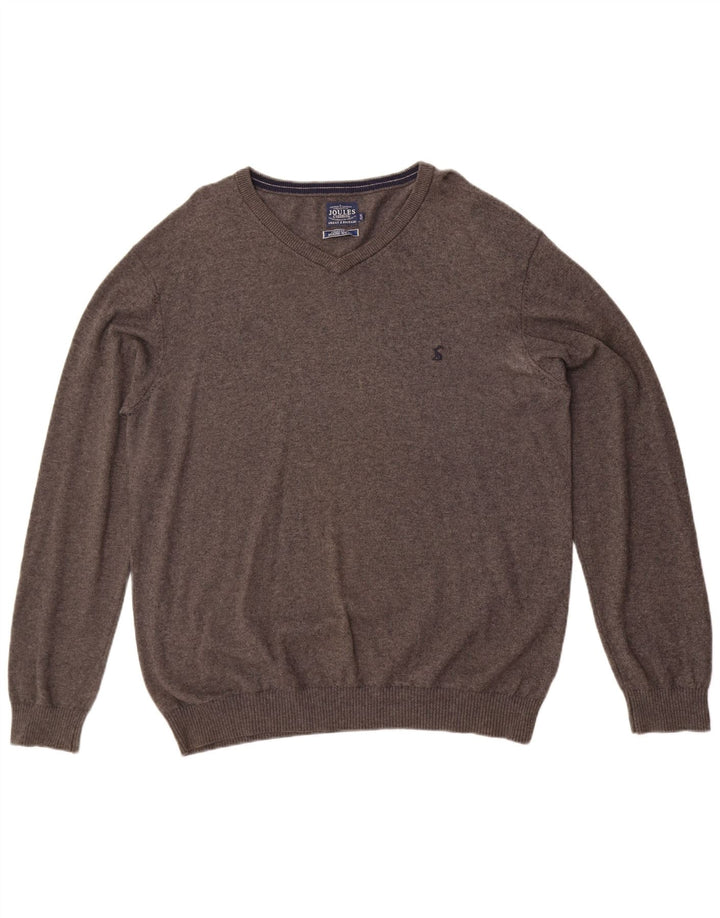 Joules Mens V-Neck Jumper Sweater XL Grey Cotton