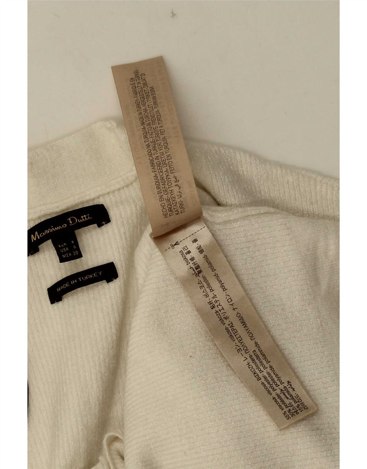 Massimo Dutti Womens Crop Cardigan Sweater UK 10 Small White Viscose