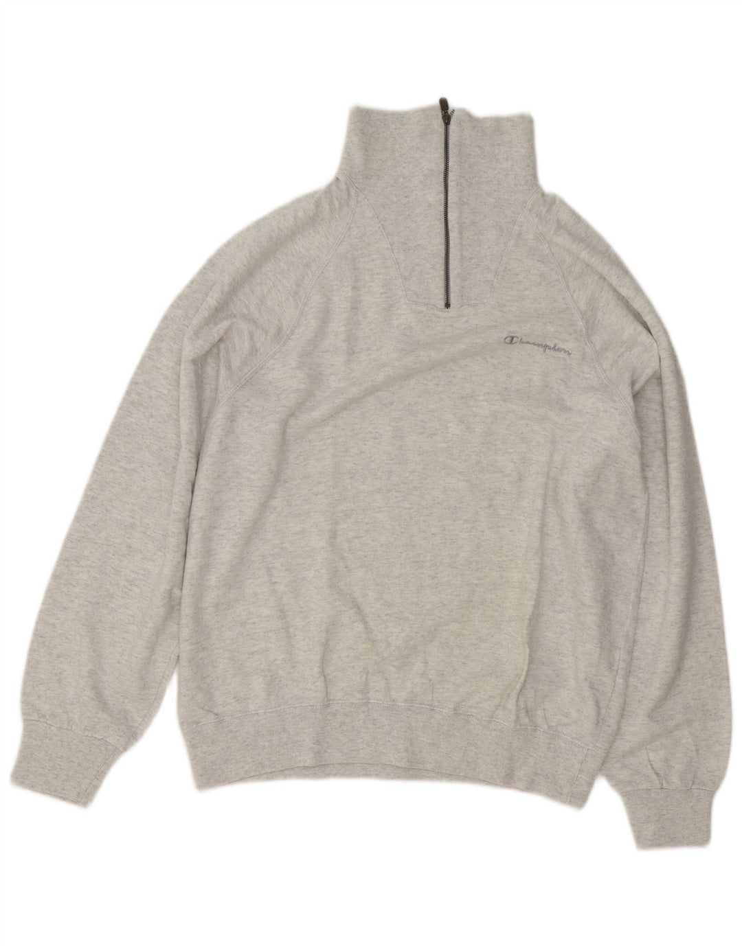 Felpa Champion da uomo con zip e collo, maglione, cotone chiazzato grigio medio