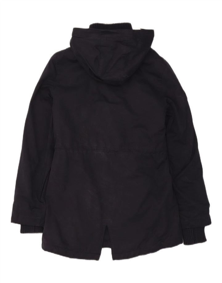 Superdry Parka à capuche pour femme UK 10 Small Bleu marine Polyester