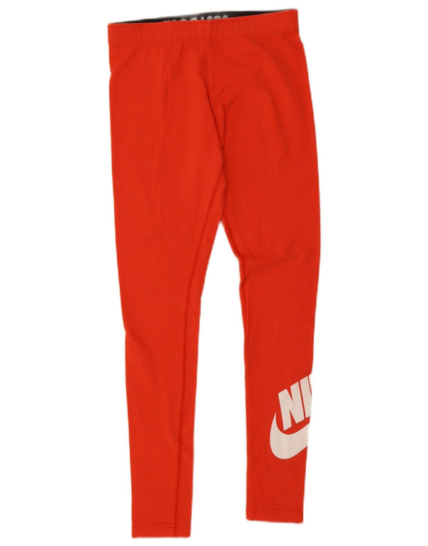 Nike Dame Grafiske Leggings UK 8 Small Orange Bomuld