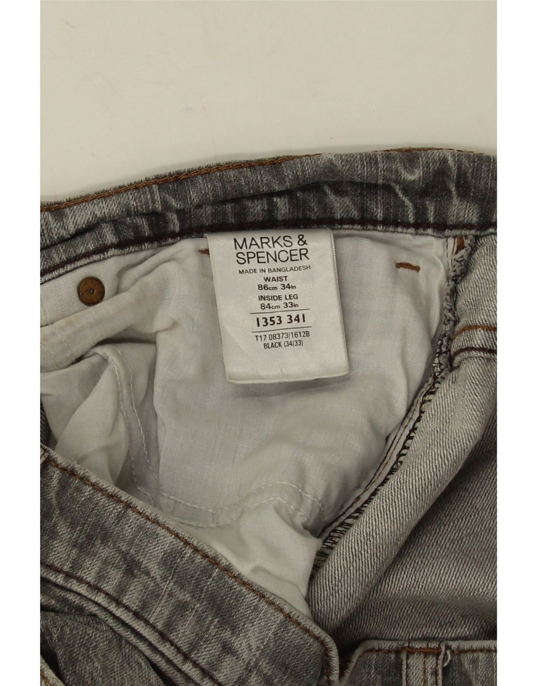 Marks & Spencer Mens Straight Jeans W34 L33 Grey Cotton