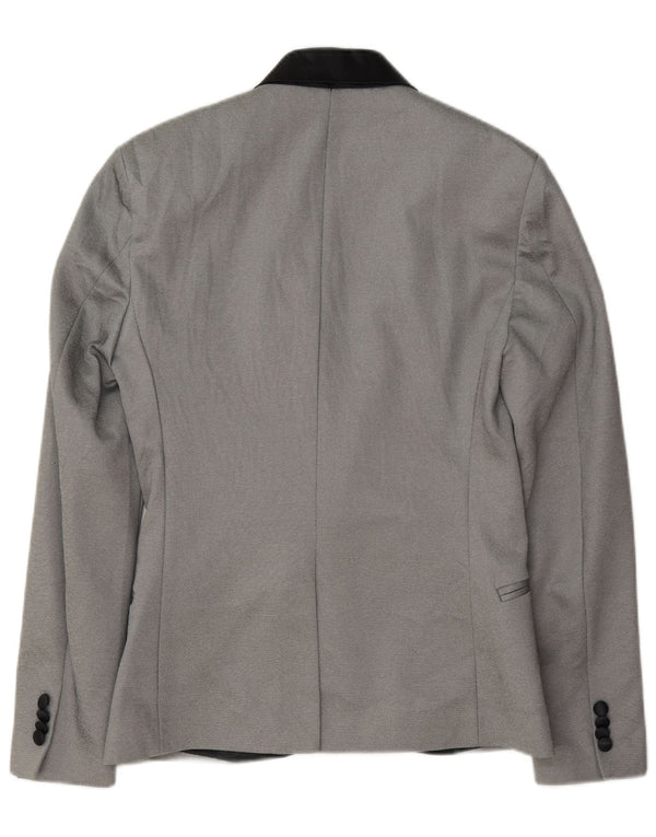 Jaqueta blazer masculina Zara com 1 botão UK 36 poliéster cinza pequeno
